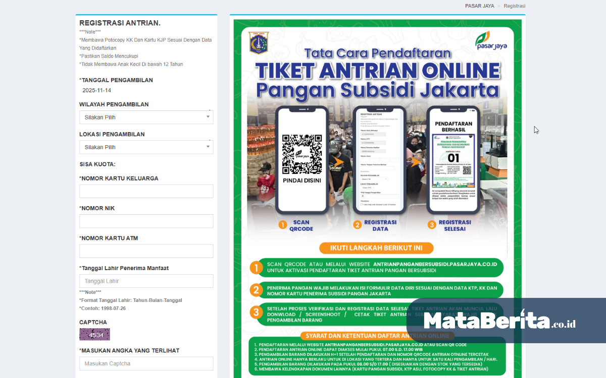 Cara Daftar Antrian Pangan Bersubsidi Jakarta 2025
