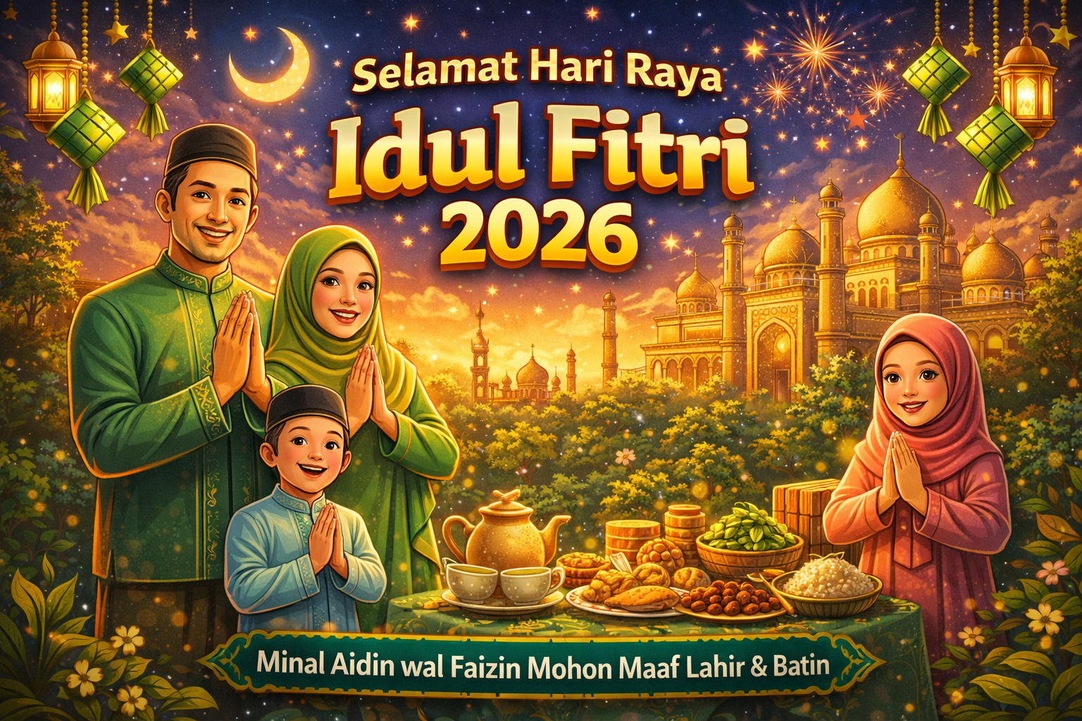 20 Ucapan Idul Fitri 2026 Minal Aidin Wal Faizin untuk Keluarga dan Sahabat